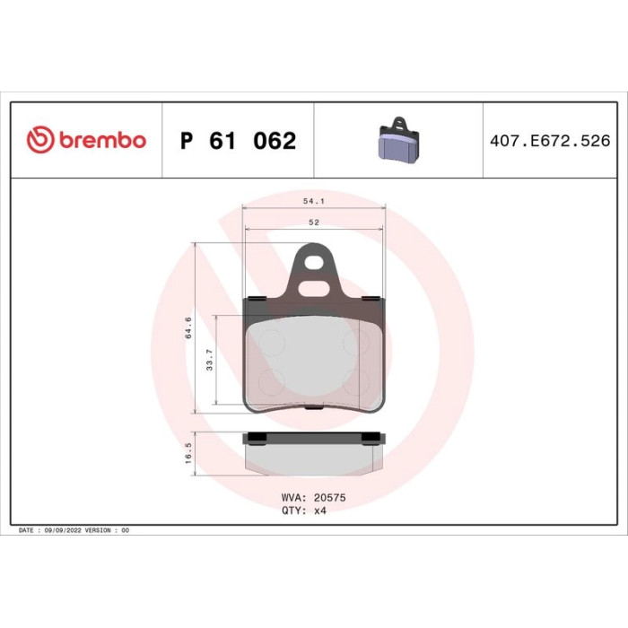 BREMBO Bremsklötze HA P 61 062 BREMBO Bremsklötze HA P 61 062