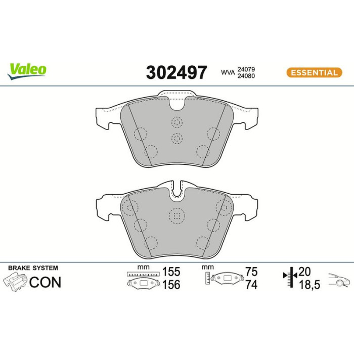 Valeo Bremsbelagsatz 302497 Valeo Bremsbelagsatz 302497