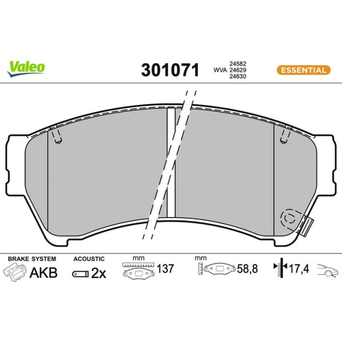 Valeo Bremsbelagsatz 301071 Valeo Bremsbelagsatz 301071
