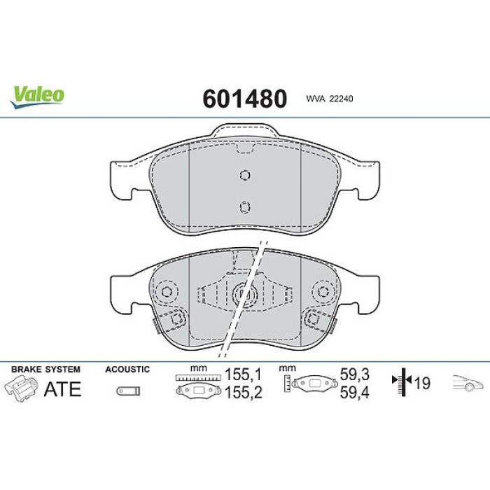 Valeo Bremsbelagsatz 601480 Valeo Bremsbelagsatz 601480