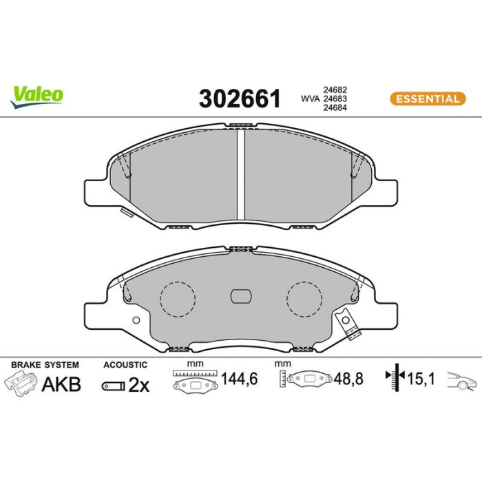 Valeo Bremsbelagsatz 302661 Valeo Bremsbelagsatz 302661