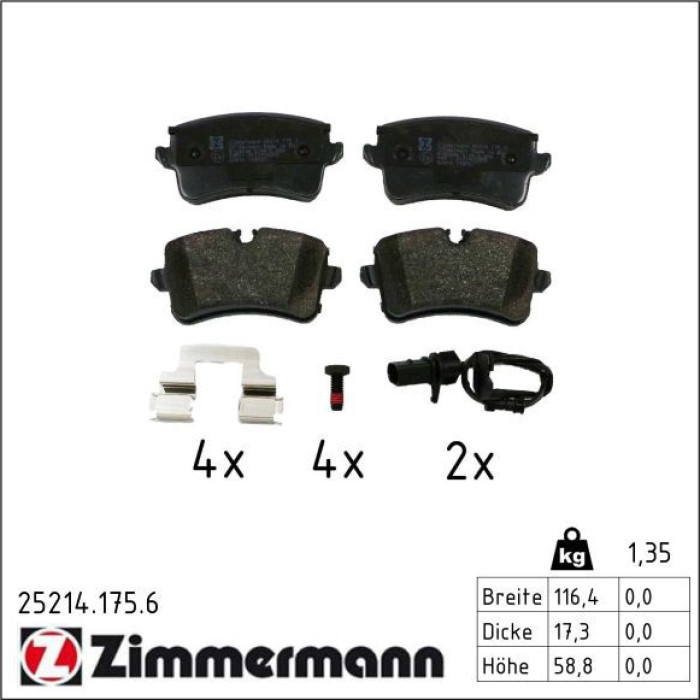 ZIMMERMANN Bremsbeläge 25214.175.6 ZIMMERMANN Bremsbeläge 25214.175.6