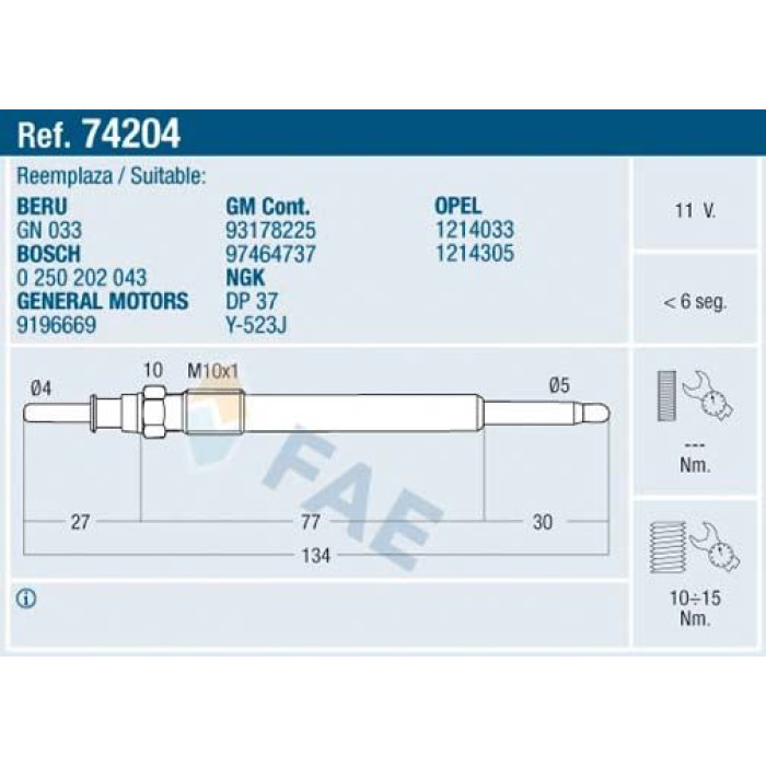 FAE Glühkerze 74204 FAE Glühkerze 74204