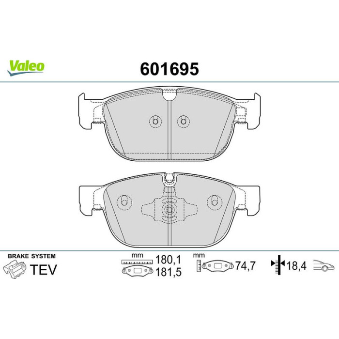 Valeo Bremsbelagsatz 601695 Valeo Bremsbelagsatz 601695