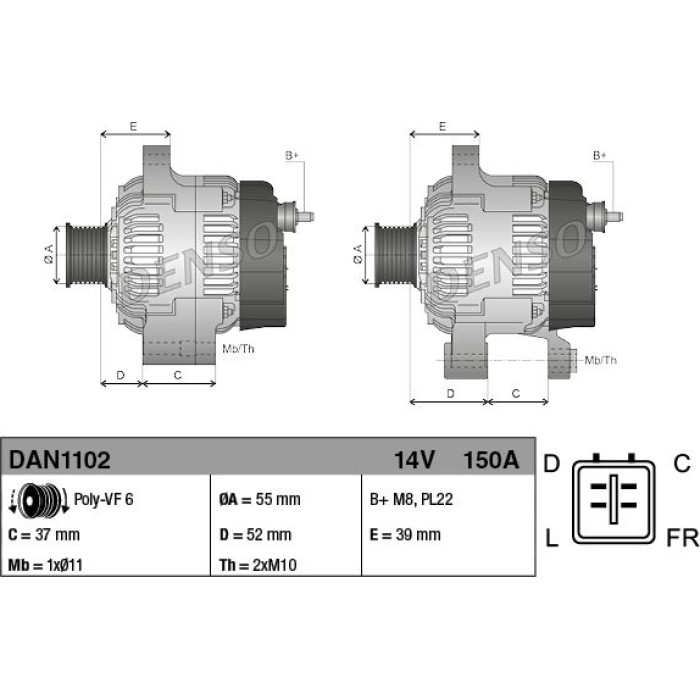 Denso Lichtmaschine DAN1102 Denso Lichtmaschine DAN1102