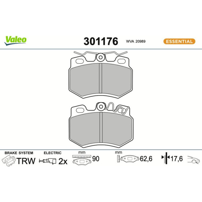 301176 Valeo Bremsbelagsatz 301176 301176 Valeo Bremsbelagsatz 301176