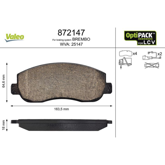 Valeo Bremsbelagsatz 872147 Valeo Bremsbelagsatz 872147