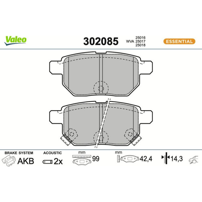 Valeo Bremsbelagsatz 302085 Valeo Bremsbelagsatz 302085