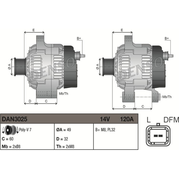 Denso Lichtmaschine DAN3025 Denso Lichtmaschine DAN3025