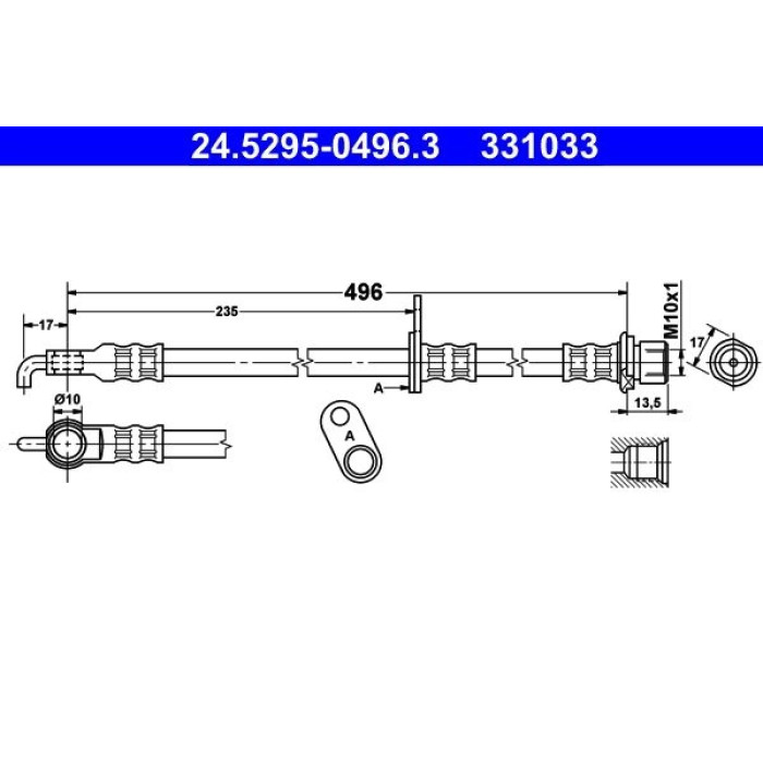 ATE Bremsschlauch 24.5295-0496.3 ATE Bremsschlauch 24.5295-0496.3