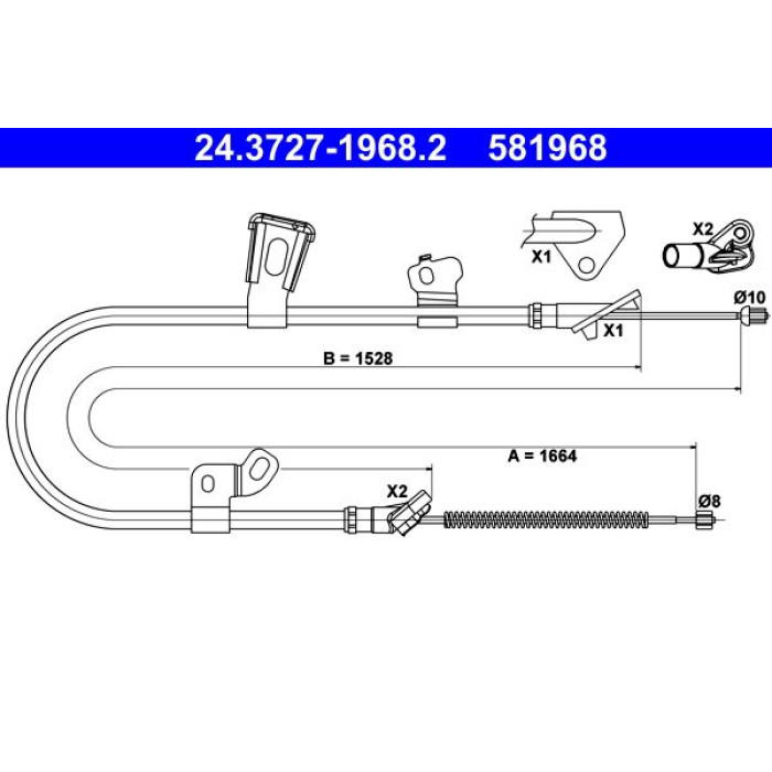 ATE Handbremsseil 24.3727-1968.2 ATE Handbremsseil 24.3727-1968.2