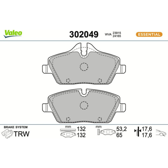 Valeo Bremsbelagsatz 302049 Valeo Bremsbelagsatz 302049