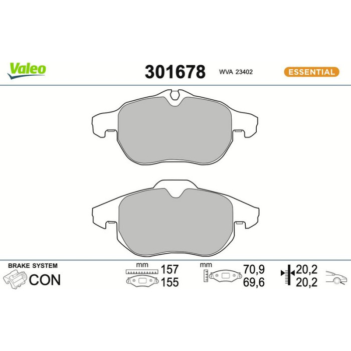 Valeo Bremsbelagsatz 301678 Valeo Bremsbelagsatz 301678