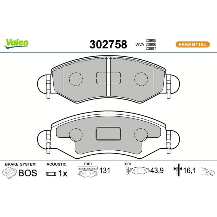 Valeo Bremsbelagsatz 302758 Valeo Bremsbelagsatz 302758