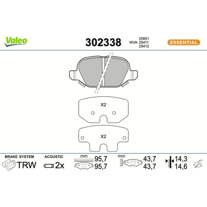 302338 Valeo Bremsbelagsatz 302338