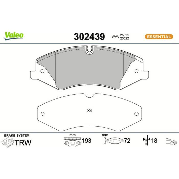 Valeo Bremsbelagsatz 302439 Valeo Bremsbelagsatz 302439