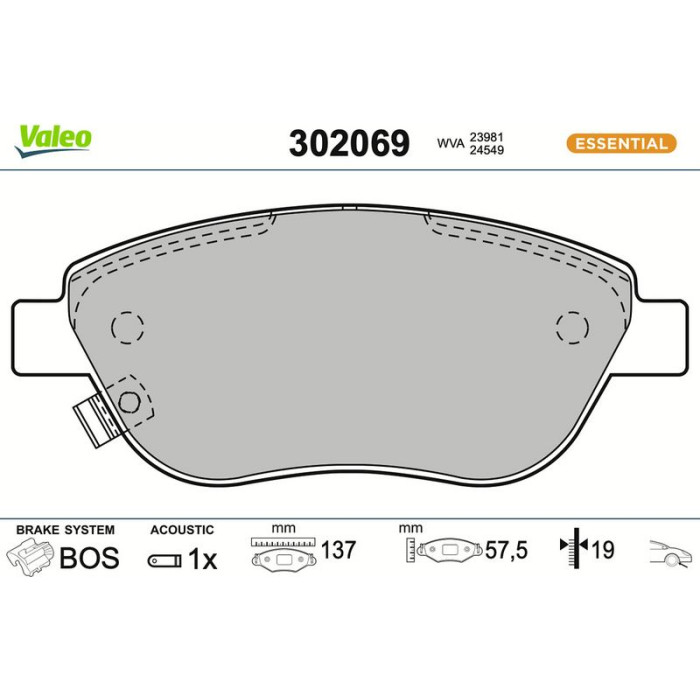 302069 Valeo Bremsbelagsatz 302069 302069 Valeo Bremsbelagsatz 302069