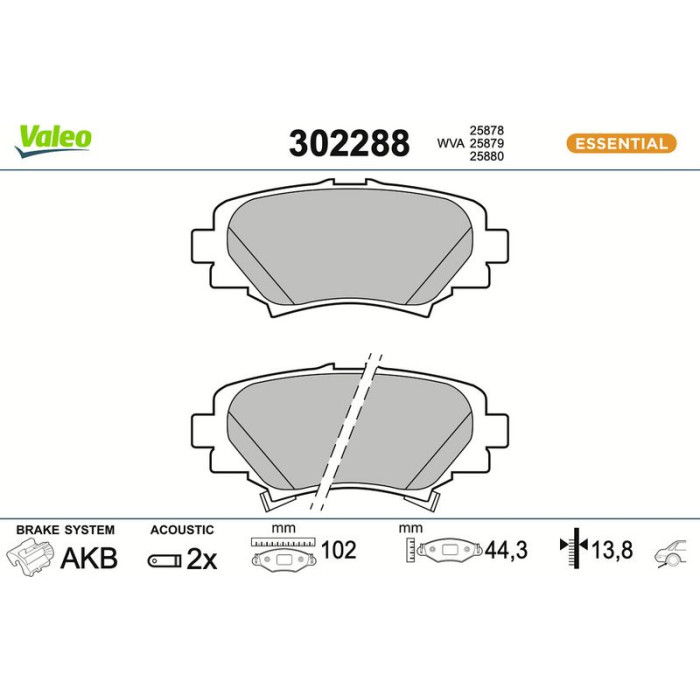 Valeo Bremsbelagsatz 302288 Valeo Bremsbelagsatz 302288