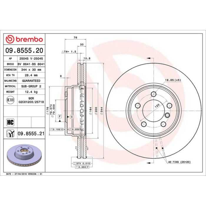 Brembo Bremsscheibe 09.8555.20 Brembo Bremsscheibe 09.8555.20