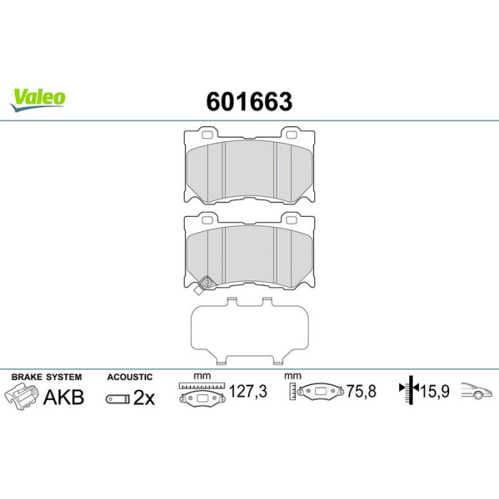 Valeo Bremsbelagsatz 601663 Valeo Bremsbelagsatz 601663