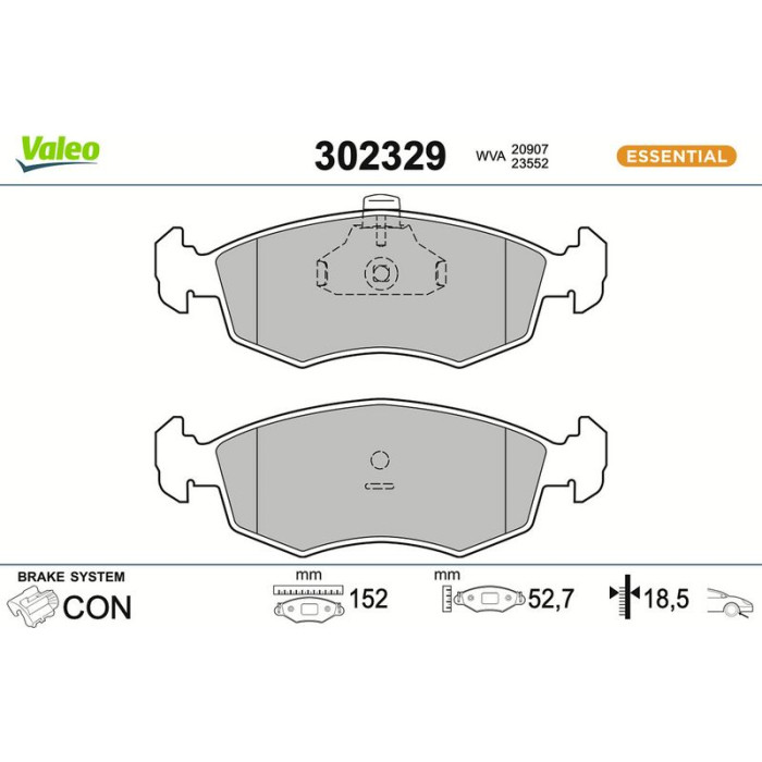 Valeo Bremsbelagsatz 302329 Valeo Bremsbelagsatz 302329