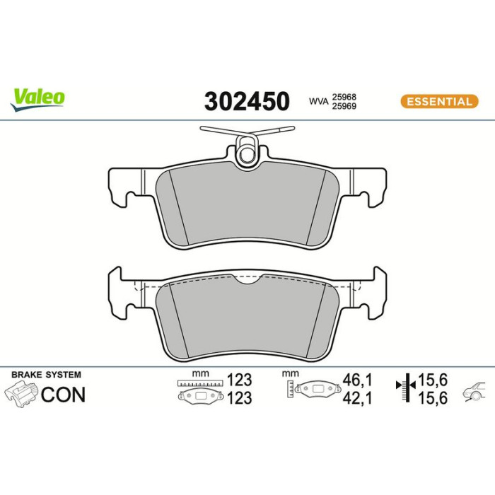 Valeo Bremsbelagsatz 302450 Valeo Bremsbelagsatz 302450