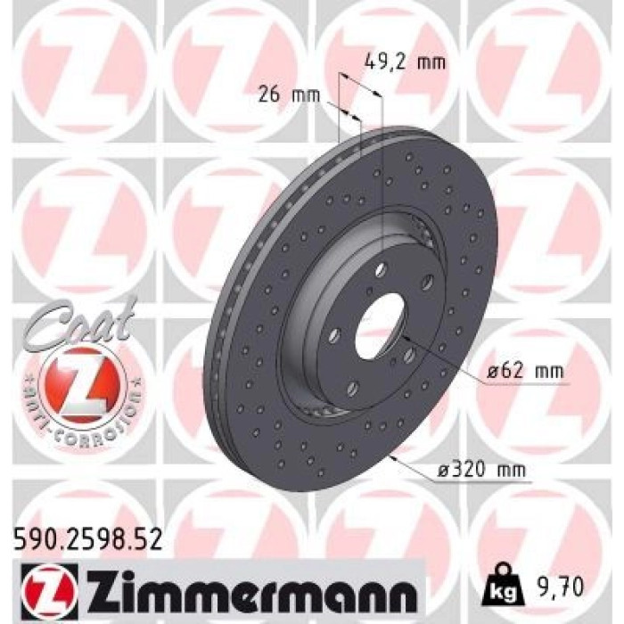 Zimmermann Bremsscheibe Vorderachse Sport 590.2598.52 Zimmermann Bremsscheibe Vorderachse Sport 590.2598.52