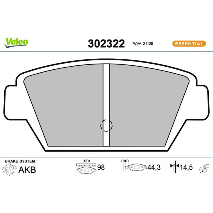 302322 Valeo Bremsbelagsatz 302322 302322 Valeo Bremsbelagsatz 302322