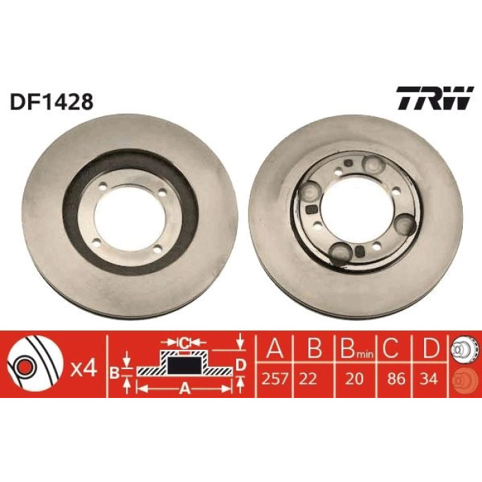 TRW Bremsscheibe Vorderachse DF1428 TRW Bremsscheibe Vorderachse DF1428