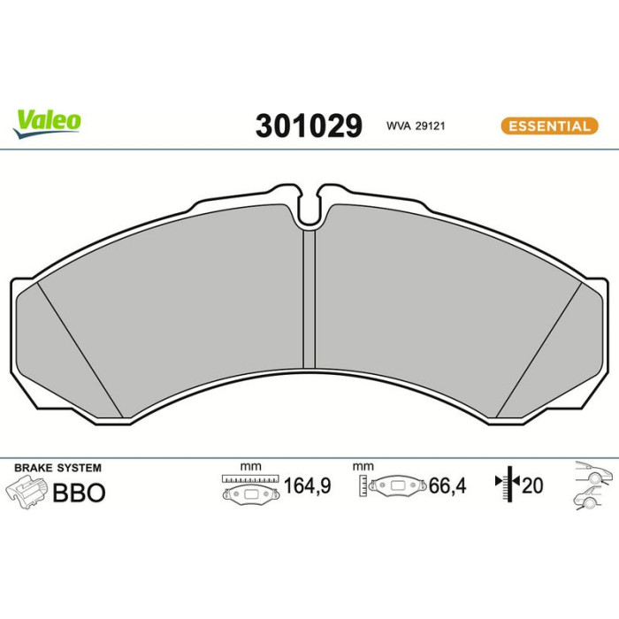 Valeo Bremsbelagsatz 301029 Valeo Bremsbelagsatz 301029
