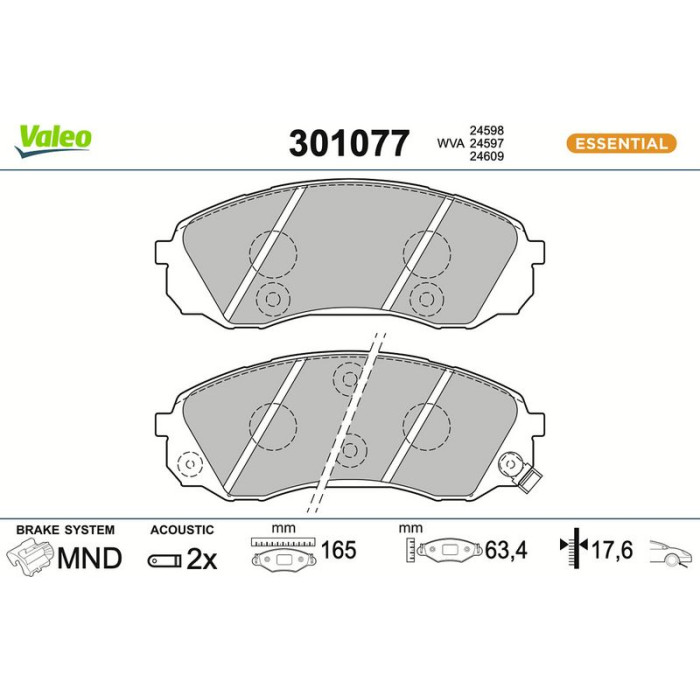 Valeo Bremsbelagsatz 301077 Valeo Bremsbelagsatz 301077