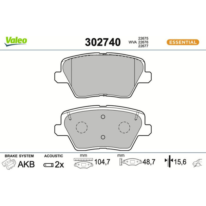 Valeo Bremsbelagsatz 302740 Valeo Bremsbelagsatz 302740
