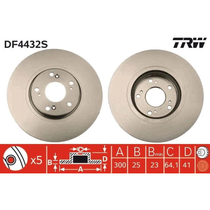 TRW Bremsscheibe Honda Accord 03 DF4432S TRW Bremsscheibe Honda Accord 03 DF4432S