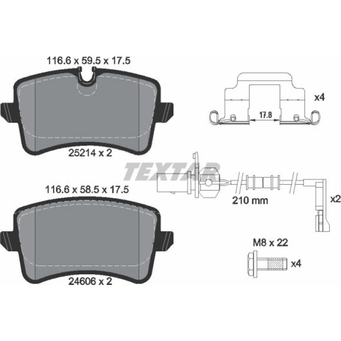 2521402 Textar Bremsbelagsatz 2521402 – Bremsscheibe 330 mm, 1 Verschleißsensor 2521402 Textar Bremsbelagsatz 2521402 – Bremsscheibe 330 mm, 1 Verschleißsensor