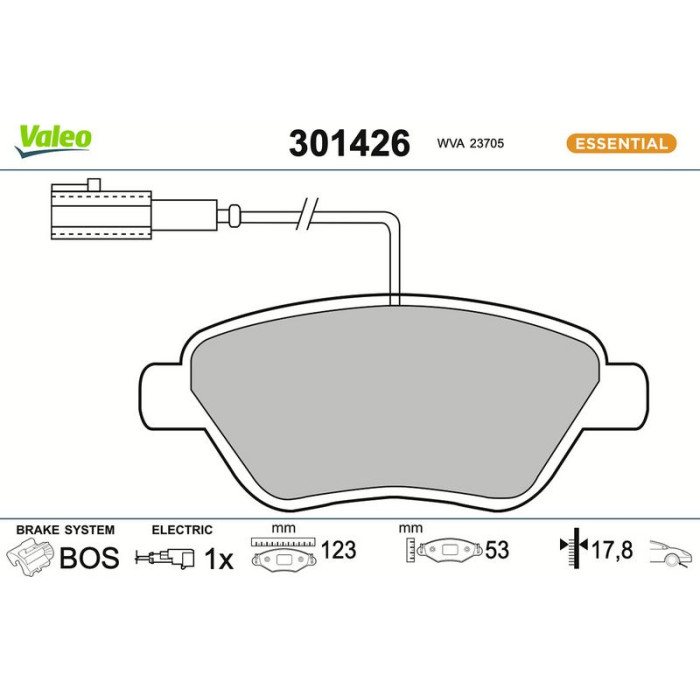 Valeo Bremsbelagsatz 301426 Valeo Bremsbelagsatz 301426