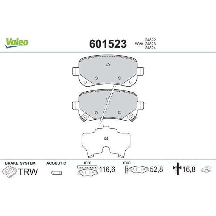 Valeo Bremsbelagsatz 601523 Valeo Bremsbelagsatz 601523