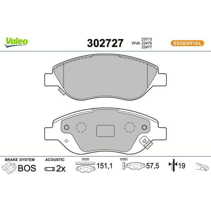 Valeo Bremsbelagsatz 302727 Valeo Bremsbelagsatz 302727