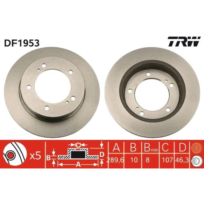 TRW Bremsscheibe Suzuki P.Samurai/Sierra/Sj 1.0-1.3 4X4 81-04 DF1953