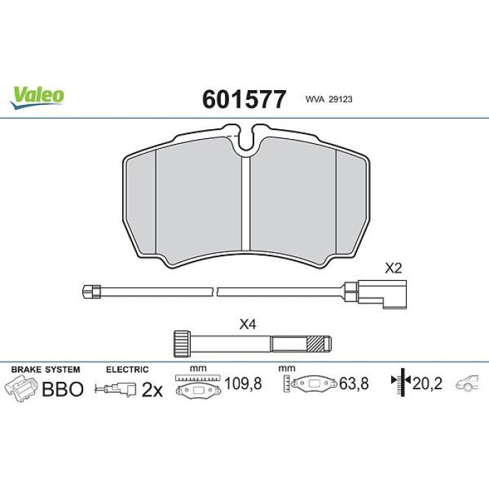 Valeo Bremsbelagsatz 601577 Valeo Bremsbelagsatz 601577