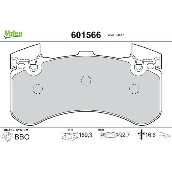 Valeo Bremsbelagsatz 601566 Valeo Bremsbelagsatz 601566