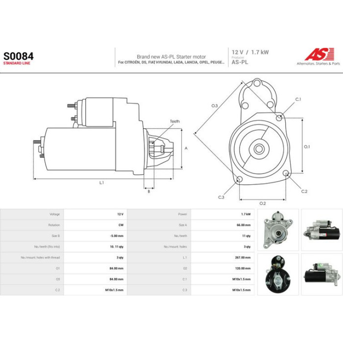 S0084 AS-PL Anlasser (Starter) S0084