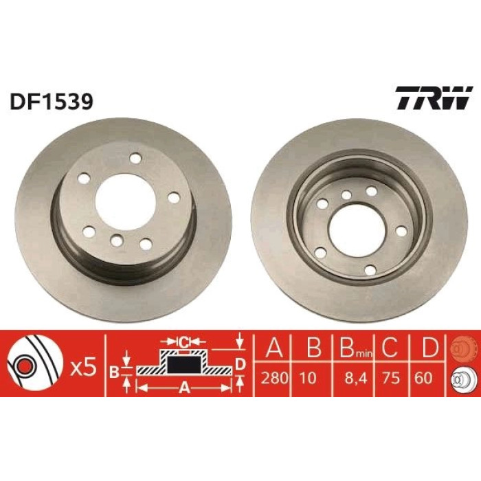TRW Bremsscheibe BMW E36 90 DF1539 TRW Bremsscheibe BMW E36 90 DF1539