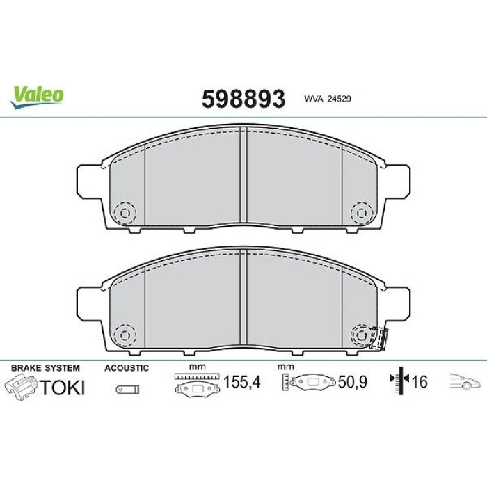 Valeo Bremsbelagsatz 598893 Valeo Bremsbelagsatz 598893