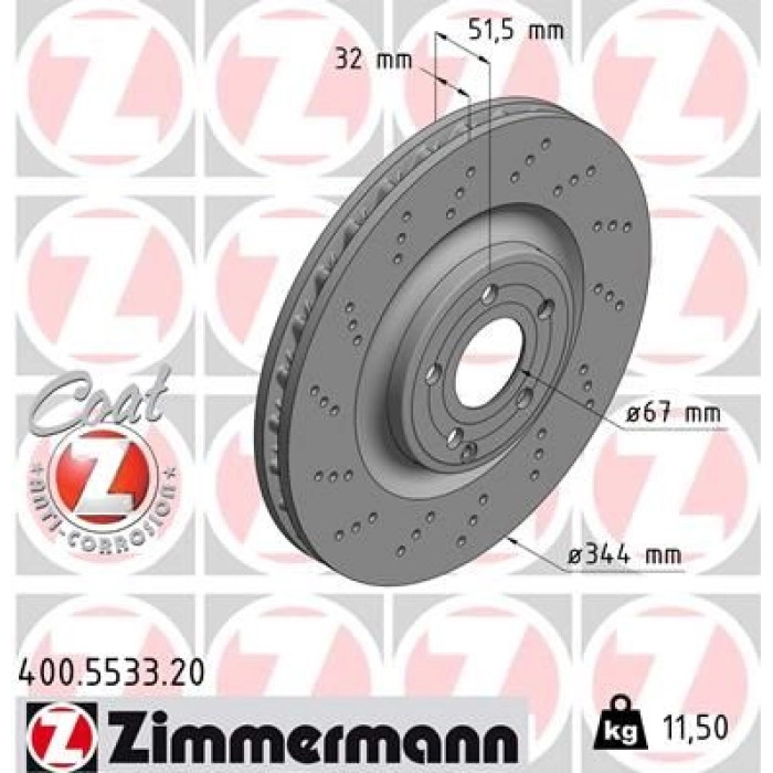 Zimmermann Bremsscheibe 400.5533.20 Zimmermann Bremsscheibe 400.5533.20
