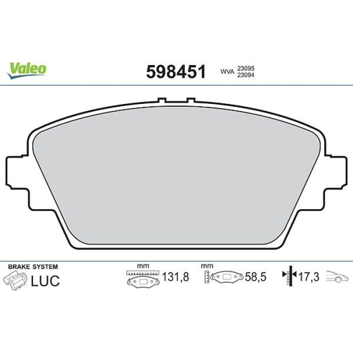 Valeo Bremsbelagsatz 598451 Valeo Bremsbelagsatz 598451