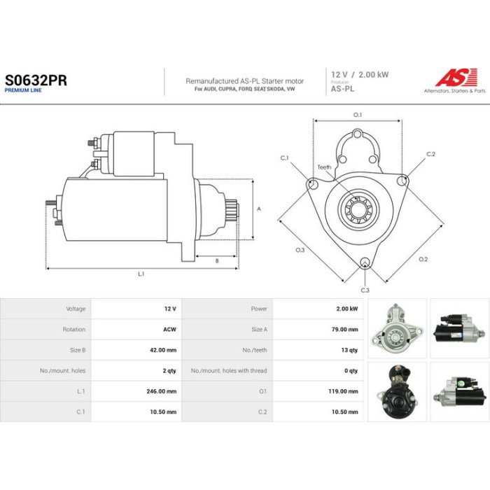 AS-PL Anlasser S0632PR AS-PL Anlasser S0632PR