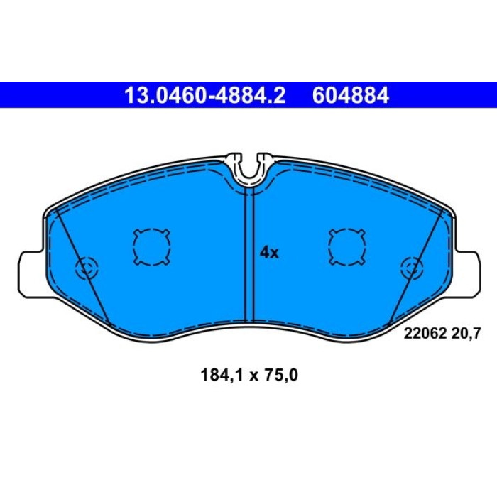 ATE Bremsbelagsatz Mercedes-Benz Vorderachse Vito 14 13.0460-4884.2 ATE Bremsbelagsatz Mercedes-Benz Vorderachse Vito 14 13.0460-4884.2