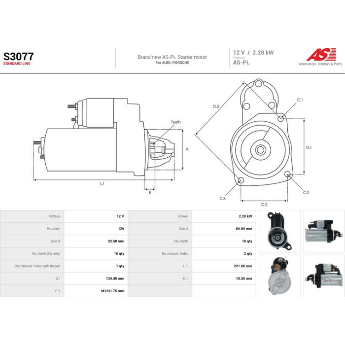 S3077 AS-PL Anlasser (Starter) S3077