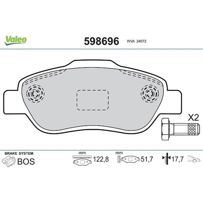 Valeo Bremsbelagsatz 598696 Valeo Bremsbelagsatz 598696