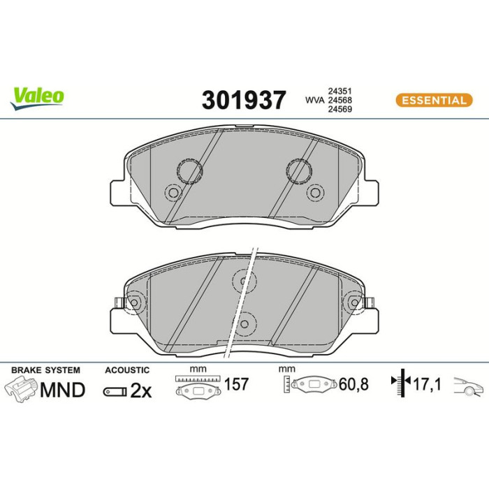 301937 Valeo Bremsbelagsatz 301937 301937 Valeo Bremsbelagsatz 301937